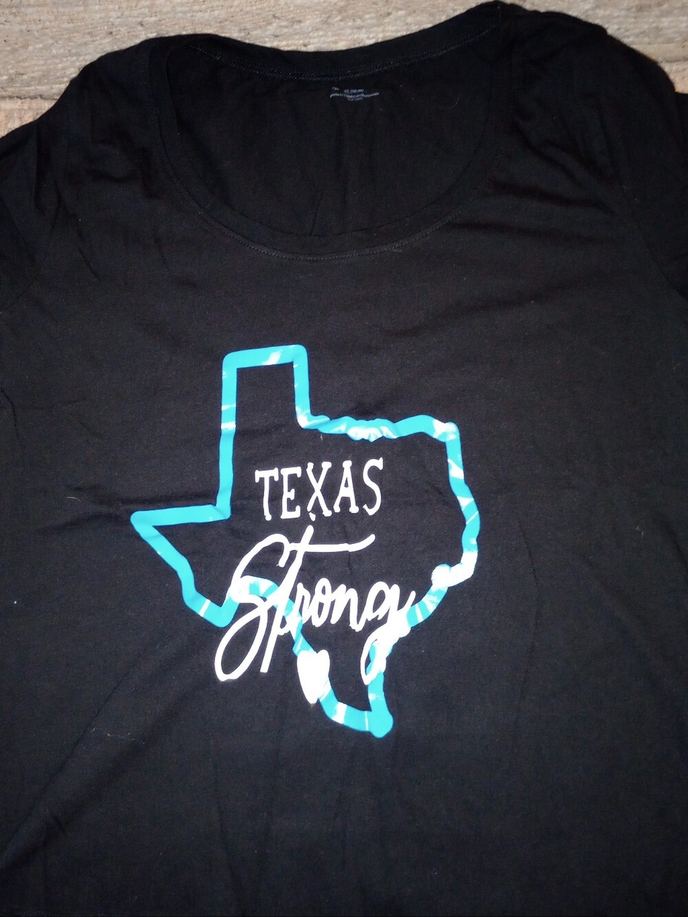 Time and Tru Black Tee with Blue Texas Strong Graphic